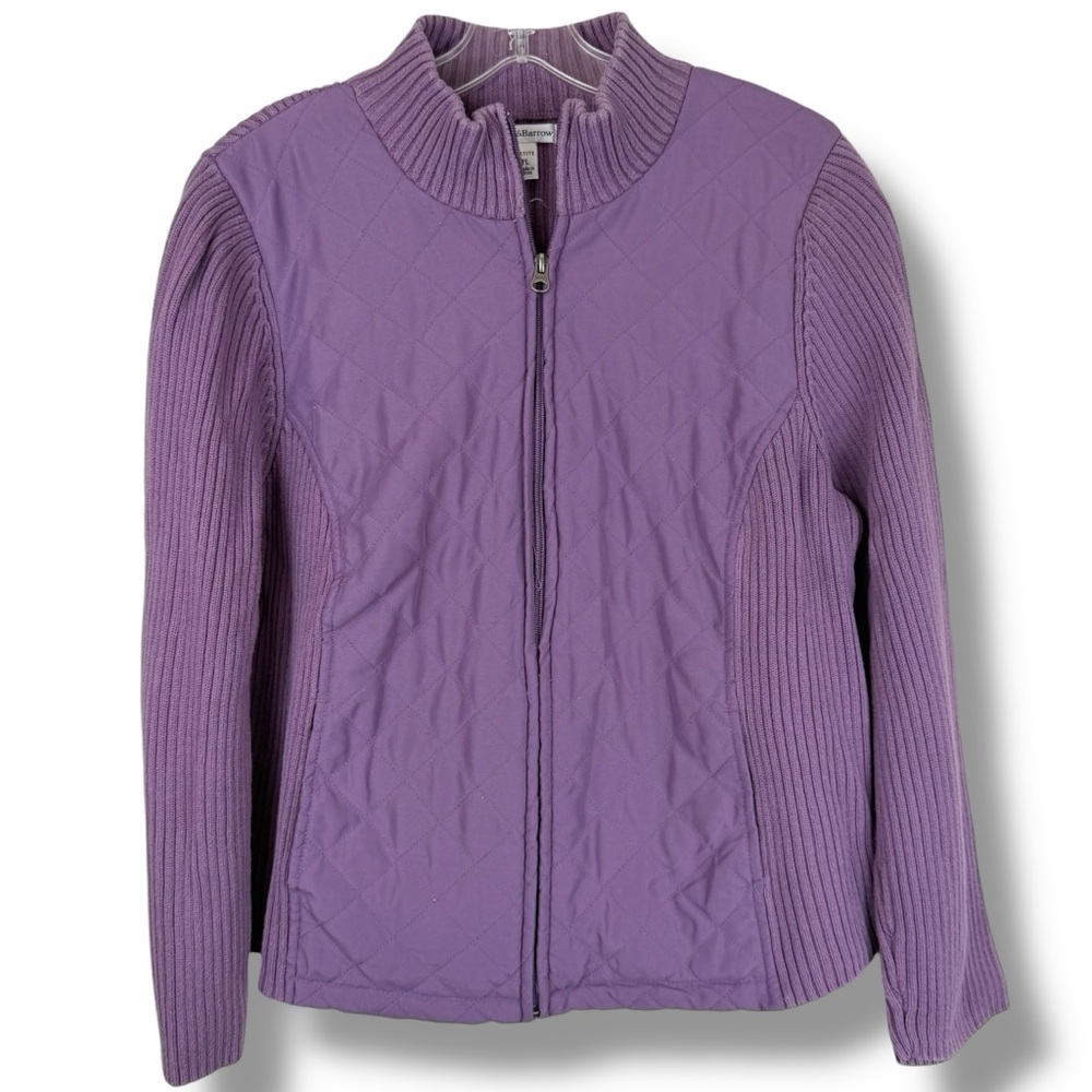 Croft & Barrow Purple Lilac Ribbed Quilted Vintage Cottagecore Full Zip Jacket - Picture 1 of 5